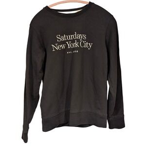 Saturdays New York City Black Crewneck Sweater with Cream Logo